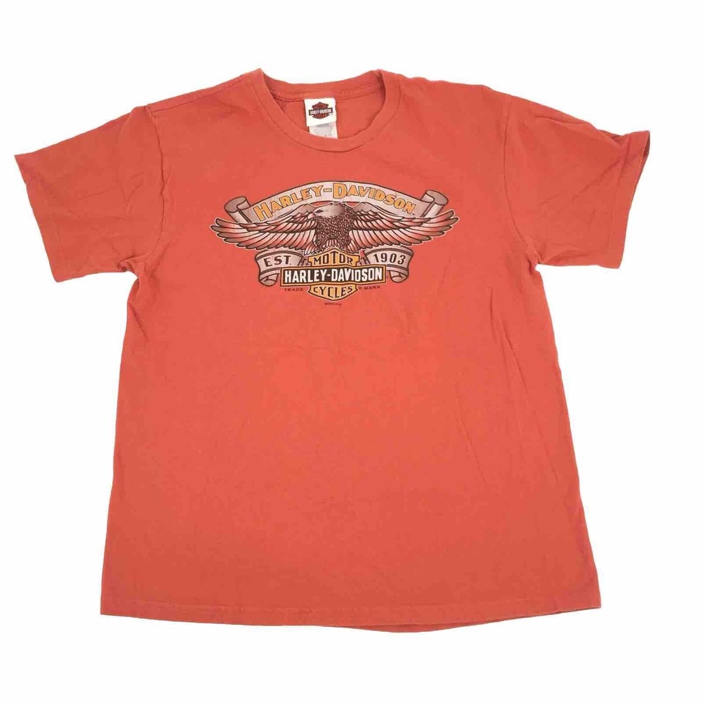 2014 Harley Davidson PA Train Short Sleeve T-Shirt Large Mens Orange Motorcycle
